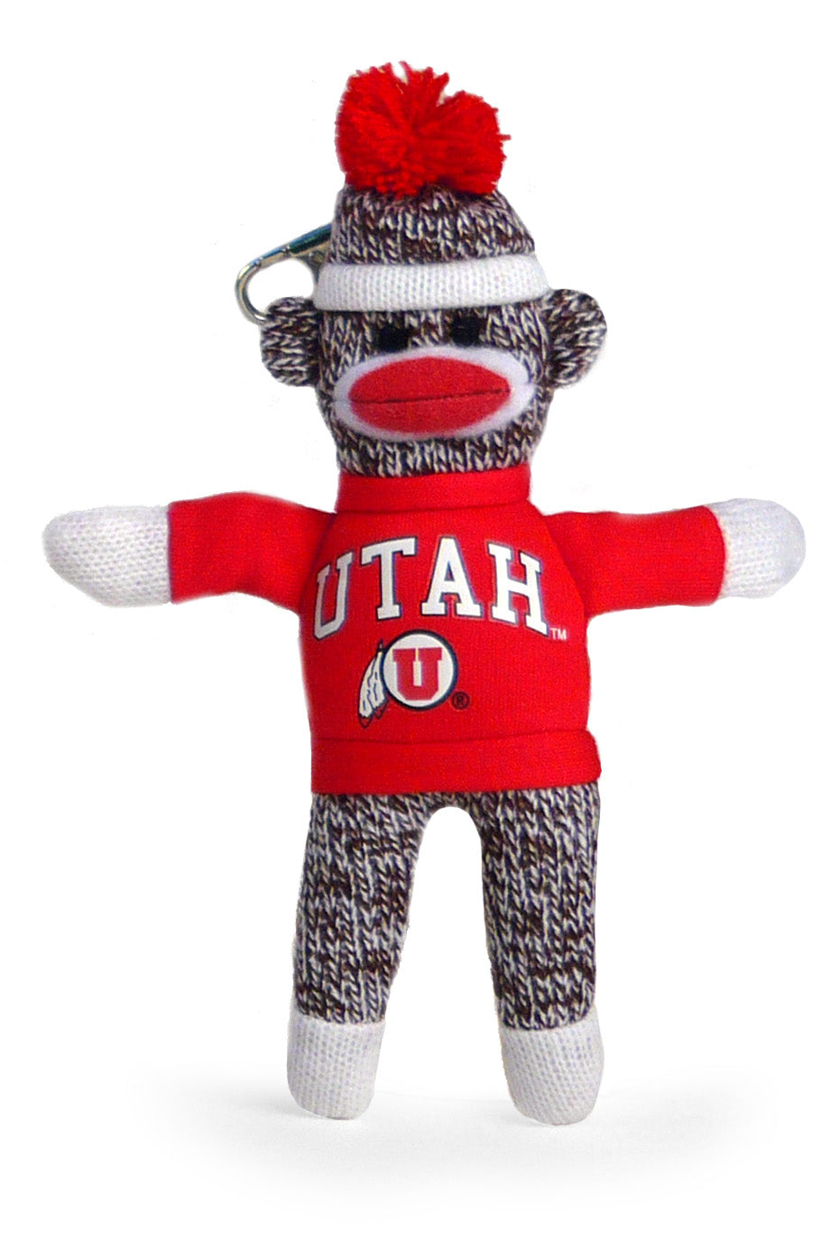 UTAH UNIV SOCK MONKEY KEYCHAIN (4")