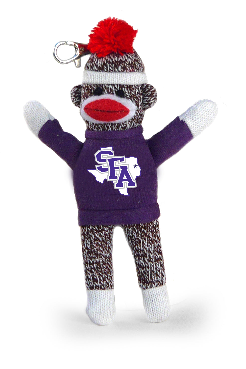 STEPHEN F AUSTIN UNIV SOCK MONKEY KEYCHAIN (4")